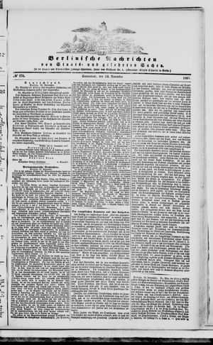 Berlinische Nachrichten von Staats- und gelehrten Sachen vom 23.11.1867