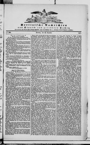Berlinische Nachrichten von Staats- und gelehrten Sachen vom 22.12.1867