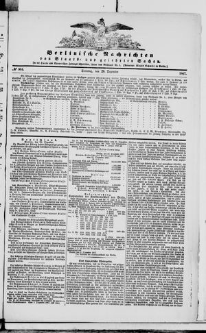 Berlinische Nachrichten von Staats- und gelehrten Sachen vom 29.12.1867