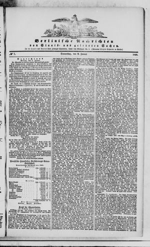Berlinische Nachrichten von Staats- und gelehrten Sachen on Jan 9, 1868