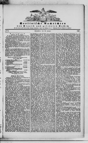Berlinische Nachrichten von Staats- und gelehrten Sachen vom 11.01.1868