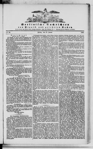 Berlinische Nachrichten von Staats- und gelehrten Sachen vom 17.01.1868