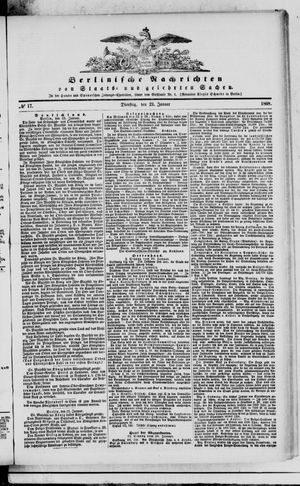 Berlinische Nachrichten von Staats- und gelehrten Sachen on Jan 21, 1868