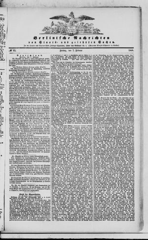 Berlinische Nachrichten von Staats- und gelehrten Sachen vom 07.02.1868