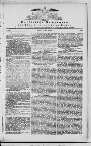 Berlinische Nachrichten von Staats- und gelehrten Sachen vom 18.02.1868