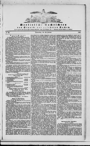 Berlinische Nachrichten von Staats- und gelehrten Sachen vom 20.02.1868