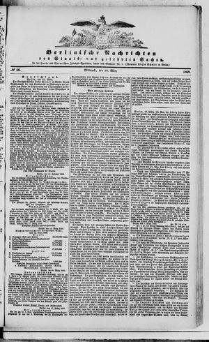 Berlinische Nachrichten von Staats- und gelehrten Sachen vom 18.03.1868