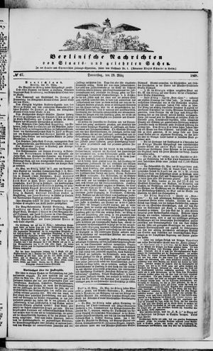 Berlinische Nachrichten von Staats- und gelehrten Sachen vom 19.03.1868