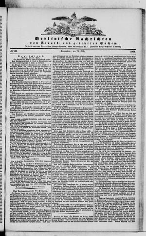 Berlinische Nachrichten von Staats- und gelehrten Sachen vom 21.03.1868