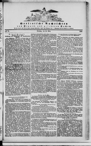 Berlinische Nachrichten von Staats- und gelehrten Sachen vom 24.03.1868