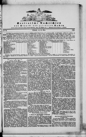 Berlinische Nachrichten von Staats- und gelehrten Sachen vom 25.03.1868