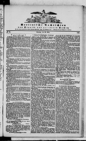 Berlinische Nachrichten von Staats- und gelehrten Sachen vom 29.03.1868