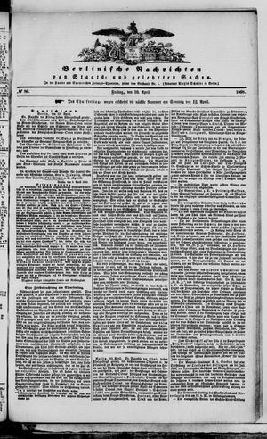 Berlinische Nachrichten von Staats- und gelehrten Sachen vom 10.04.1868