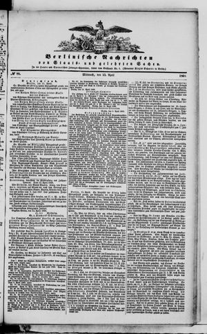 Berlinische Nachrichten von Staats- und gelehrten Sachen vom 15.04.1868