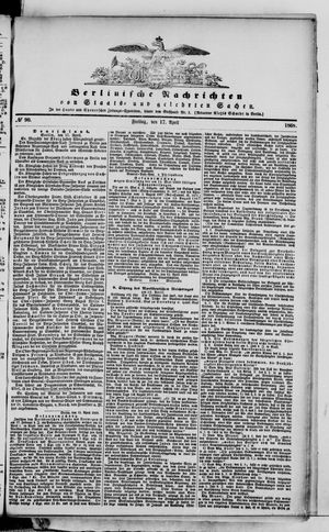 Berlinische Nachrichten von Staats- und gelehrten Sachen vom 17.04.1868