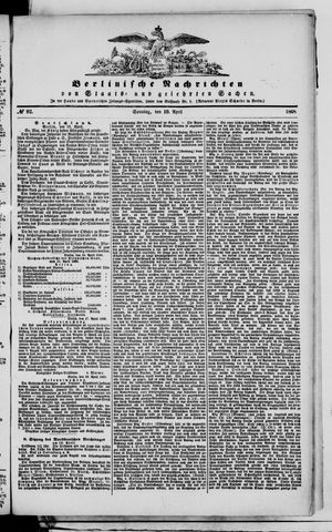Berlinische Nachrichten von Staats- und gelehrten Sachen vom 19.04.1868