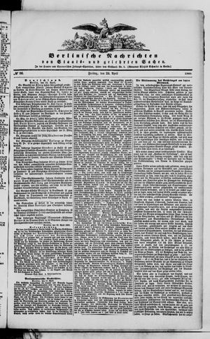 Berlinische Nachrichten von Staats- und gelehrten Sachen vom 24.04.1868