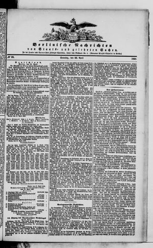 Berlinische Nachrichten von Staats- und gelehrten Sachen vom 26.04.1868