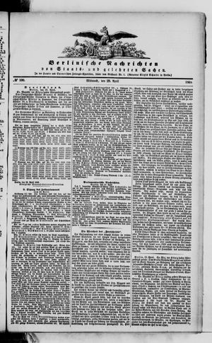 Berlinische Nachrichten von Staats- und gelehrten Sachen vom 29.04.1868