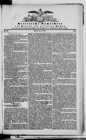 Berlinische Nachrichten von Staats- und gelehrten Sachen vom 15.05.1868