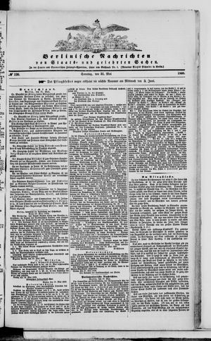 Berlinische Nachrichten von Staats- und gelehrten Sachen vom 31.05.1868