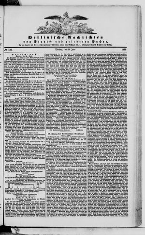 Berlinische Nachrichten von Staats- und gelehrten Sachen vom 09.06.1868