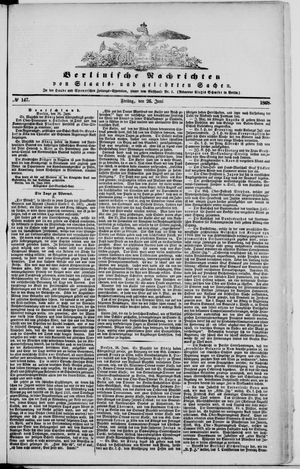 Berlinische Nachrichten von Staats- und gelehrten Sachen vom 26.06.1868