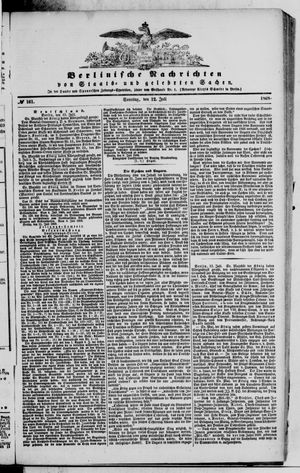 Berlinische Nachrichten von Staats- und gelehrten Sachen vom 12.07.1868