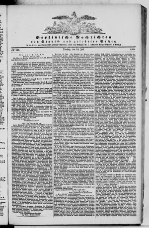 Berlinische Nachrichten von Staats- und gelehrten Sachen vom 14.07.1868
