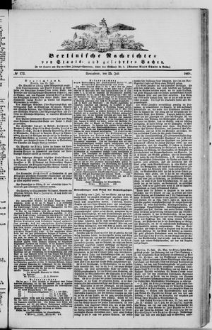 Berlinische Nachrichten von Staats- und gelehrten Sachen vom 25.07.1868