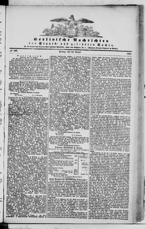Berlinische Nachrichten von Staats- und gelehrten Sachen vom 14.08.1868
