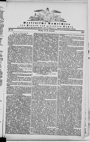 Berlinische Nachrichten von Staats- und gelehrten Sachen vom 15.09.1868