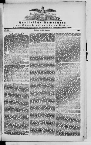 Berlinische Nachrichten von Staats- und gelehrten Sachen vom 22.09.1868