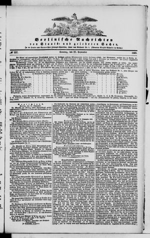 Berlinische Nachrichten von Staats- und gelehrten Sachen vom 27.09.1868