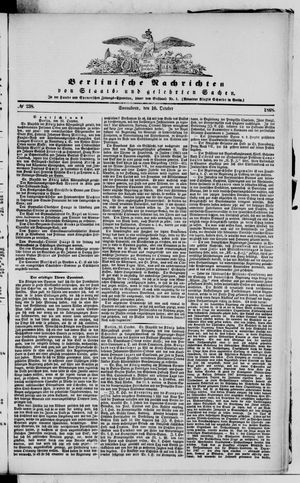 Berlinische Nachrichten von Staats- und gelehrten Sachen vom 10.10.1868