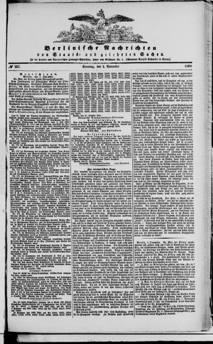 Berlinische Nachrichten von Staats- und gelehrten Sachen vom 01.11.1868