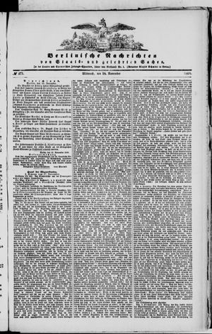 Berlinische Nachrichten von Staats- und gelehrten Sachen vom 18.11.1868