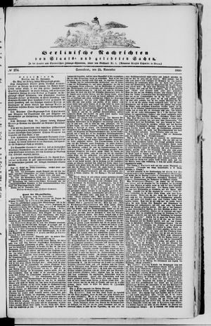 Berlinische Nachrichten von Staats- und gelehrten Sachen vom 21.11.1868