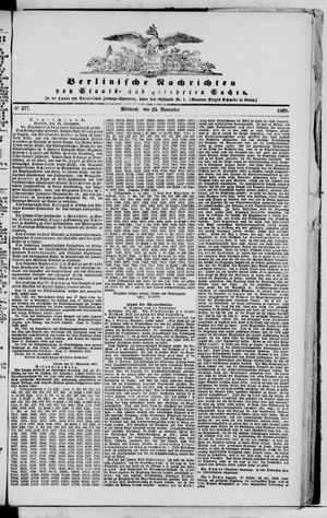 Berlinische Nachrichten von Staats- und gelehrten Sachen vom 25.11.1868