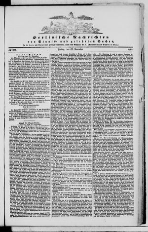 Berlinische Nachrichten von Staats- und gelehrten Sachen vom 27.11.1868
