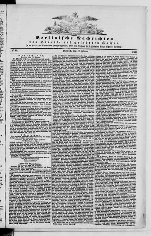Berlinische Nachrichten von Staats- und gelehrten Sachen vom 17.02.1869