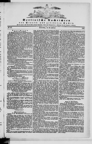 Berlinische Nachrichten von Staats- und gelehrten Sachen vom 25.02.1869