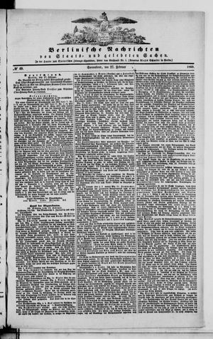 Berlinische Nachrichten von Staats- und gelehrten Sachen vom 27.02.1869