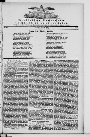 Berlinische Nachrichten von Staats- und gelehrten Sachen on Mar 21, 1869
