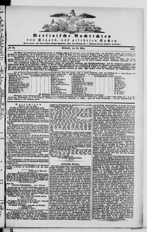 Berlinische Nachrichten von Staats- und gelehrten Sachen on Mar 24, 1869