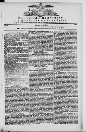 Berlinische Nachrichten von Staats- und gelehrten Sachen vom 28.03.1869