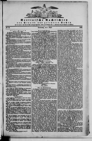 Berlinische Nachrichten von Staats- und gelehrten Sachen on Apr 1, 1869