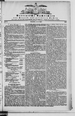 Berlinische Nachrichten von Staats- und gelehrten Sachen vom 03.04.1869