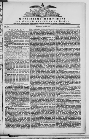 Berlinische Nachrichten von Staats- und gelehrten Sachen vom 24.04.1869