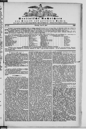 Berlinische Nachrichten von Staats- und gelehrten Sachen vom 27.06.1869